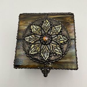 HANDCRAFTED Stained Glass Jewelry Box Keepsake Box